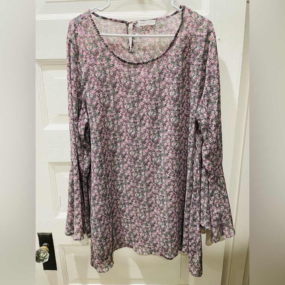 Floral Long Sleeve Women's Top, bohemian, Cottagecore, Size XL
